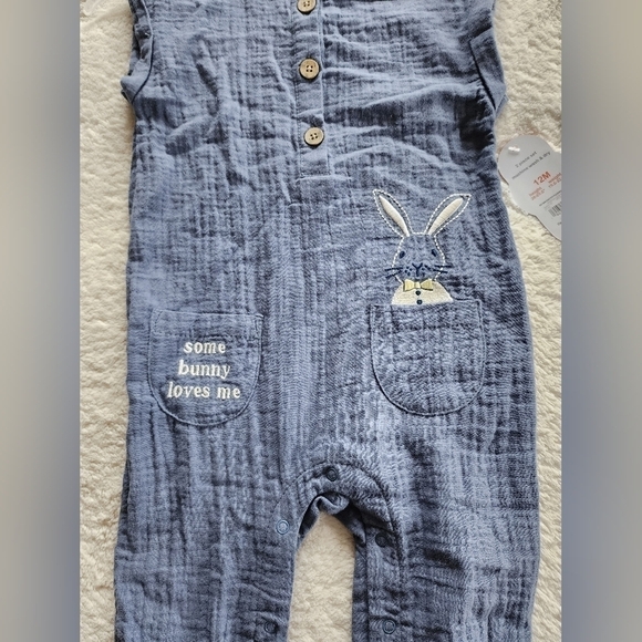 New unisex Easter spring summer romper and bandana set size 0/3 3/6 12 months - Picture 2 of 4